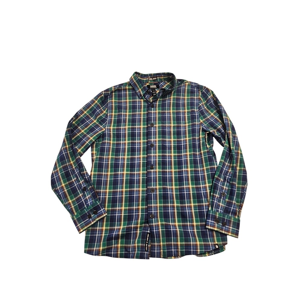 Alaskan Hardgear Duluth Mens M Plaid Untucked Shirt Green Blue Long Sleeve Flann